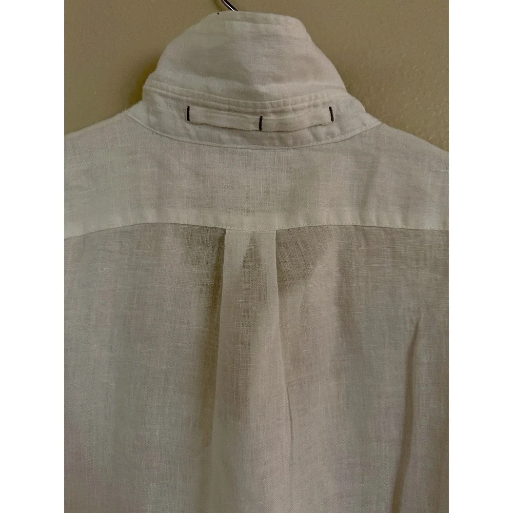 Banana Republic Standard Linen Shirt Mens L Tall White 100% Linen $100 NWOT